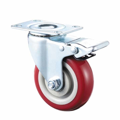 4 นิ้ว กลาง Flat Casters ขายร้อน Swivel และเบรคบนแผ่น casters ผลิตจากเหล็กทนทาน อุตสาหกรรมหลากหลาย